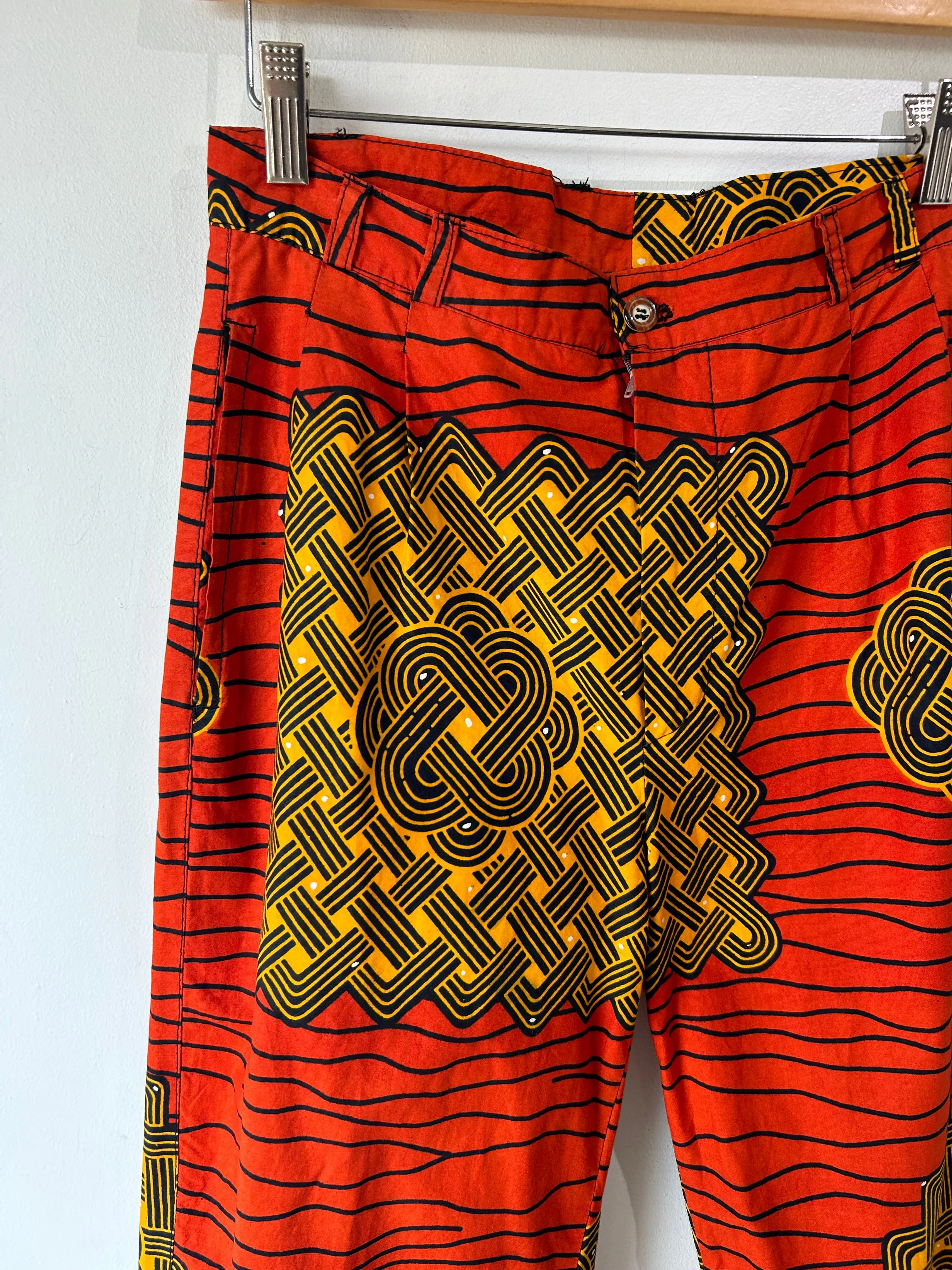 Orange Geometric Print Pants