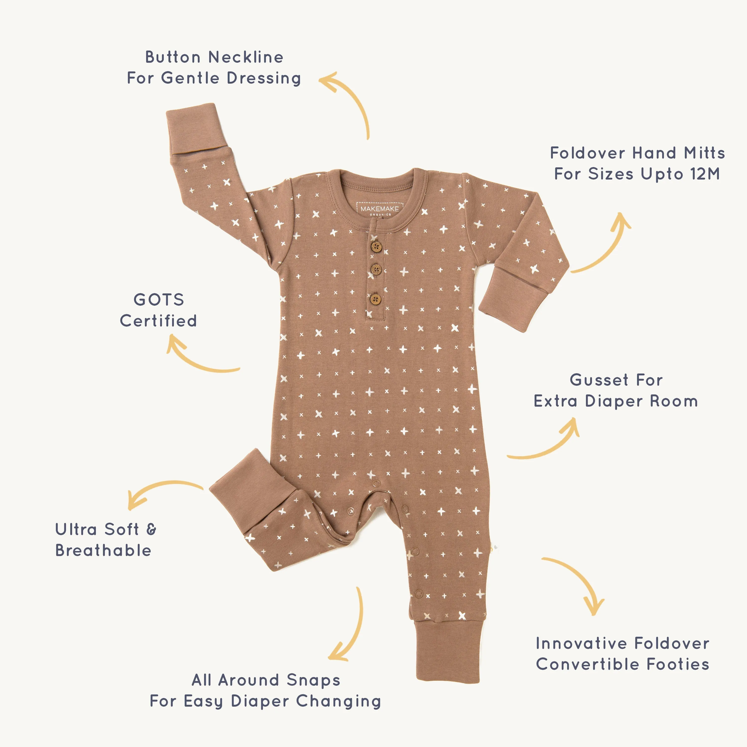 Organic Baby Buttoned Romper - Sparkle