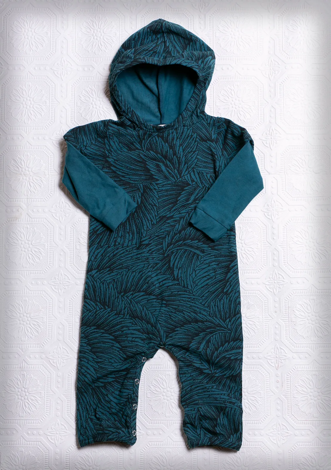 Organic Hooded Romper Onesie - Teal