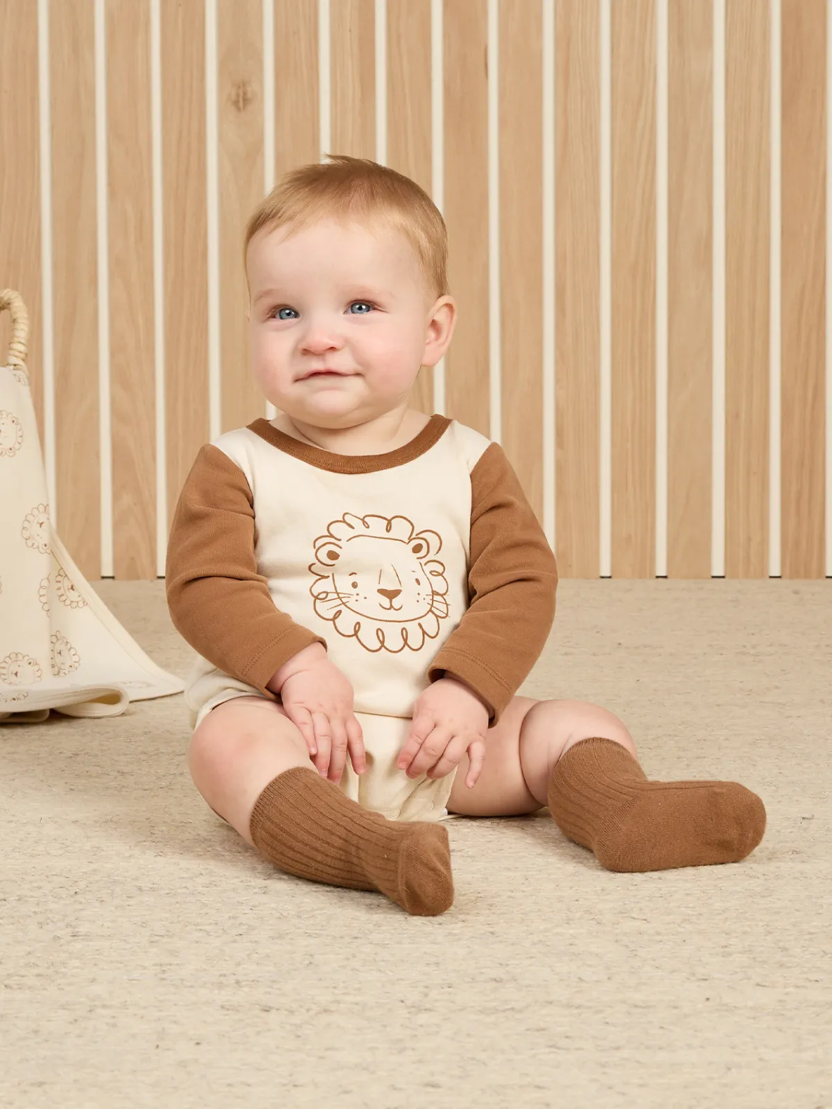 Organic Long Sleeve Romper, Lion