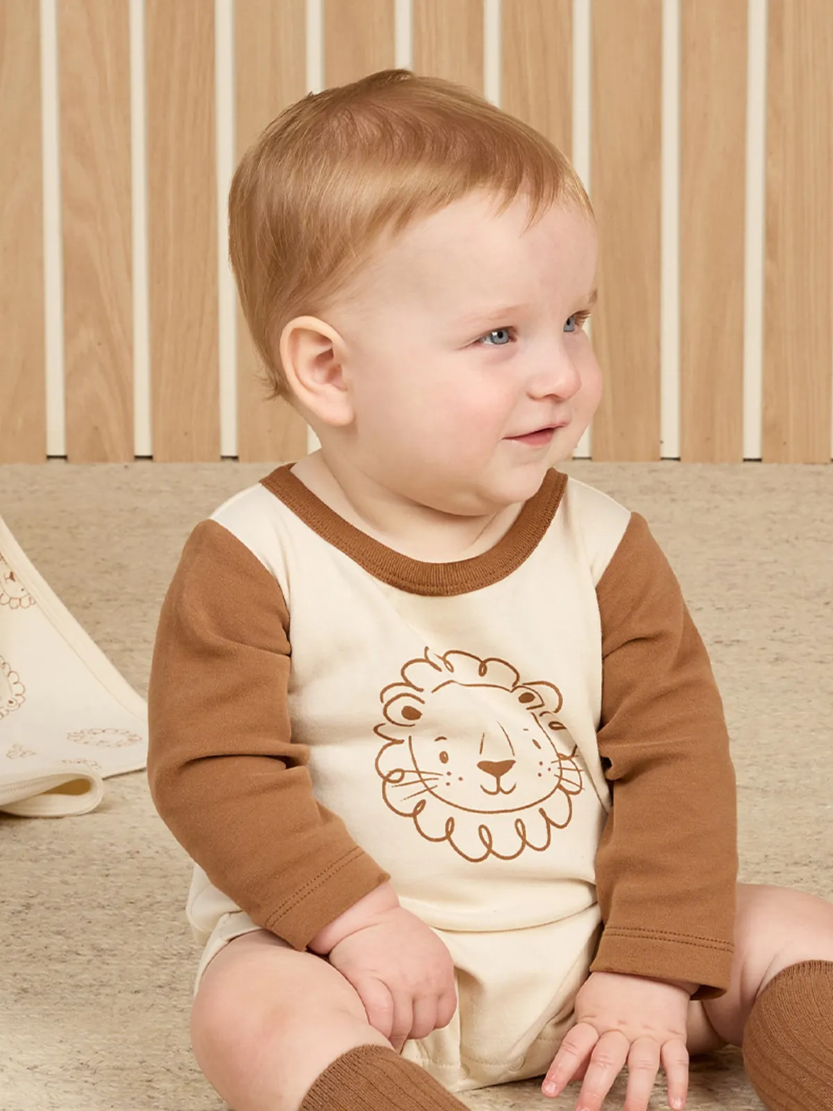 Organic Long Sleeve Romper, Lion