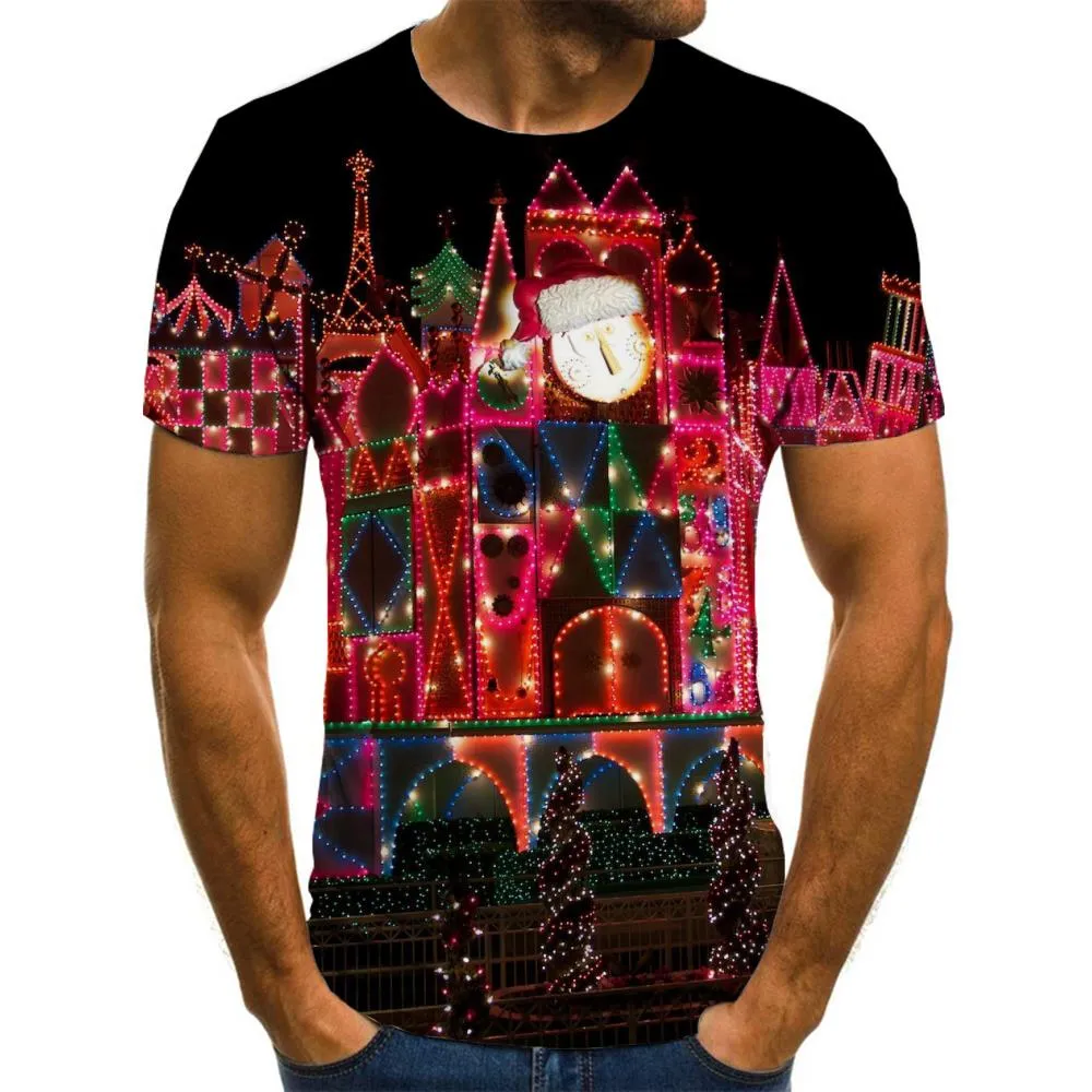 Outdoor lantern decorative pattern shirt Funny 3D t shirt festival Christmas Cool art costume men