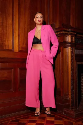 Pink Wideleg Pants High Waist Button Front