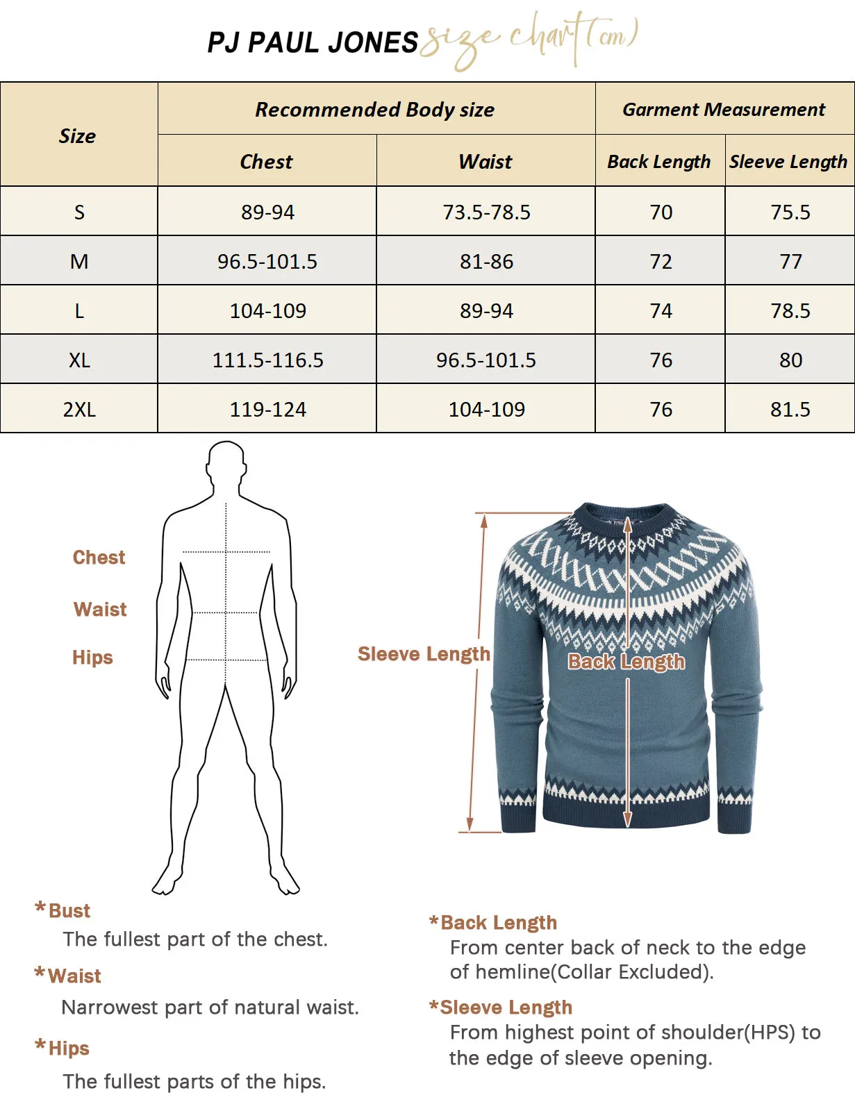 PJ Paul Jones Men's Fair Isle Crewneck Sweater Vintage Casual Pattern Knit Long Sleeve Pullover Sweater