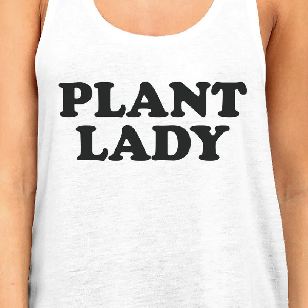 Plant Lady Womens White Racerback Sleeveless Shirt Simple Design