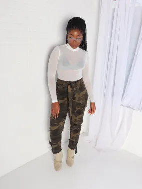 Plus Size CAMO Waist & Ankle Tie Pants