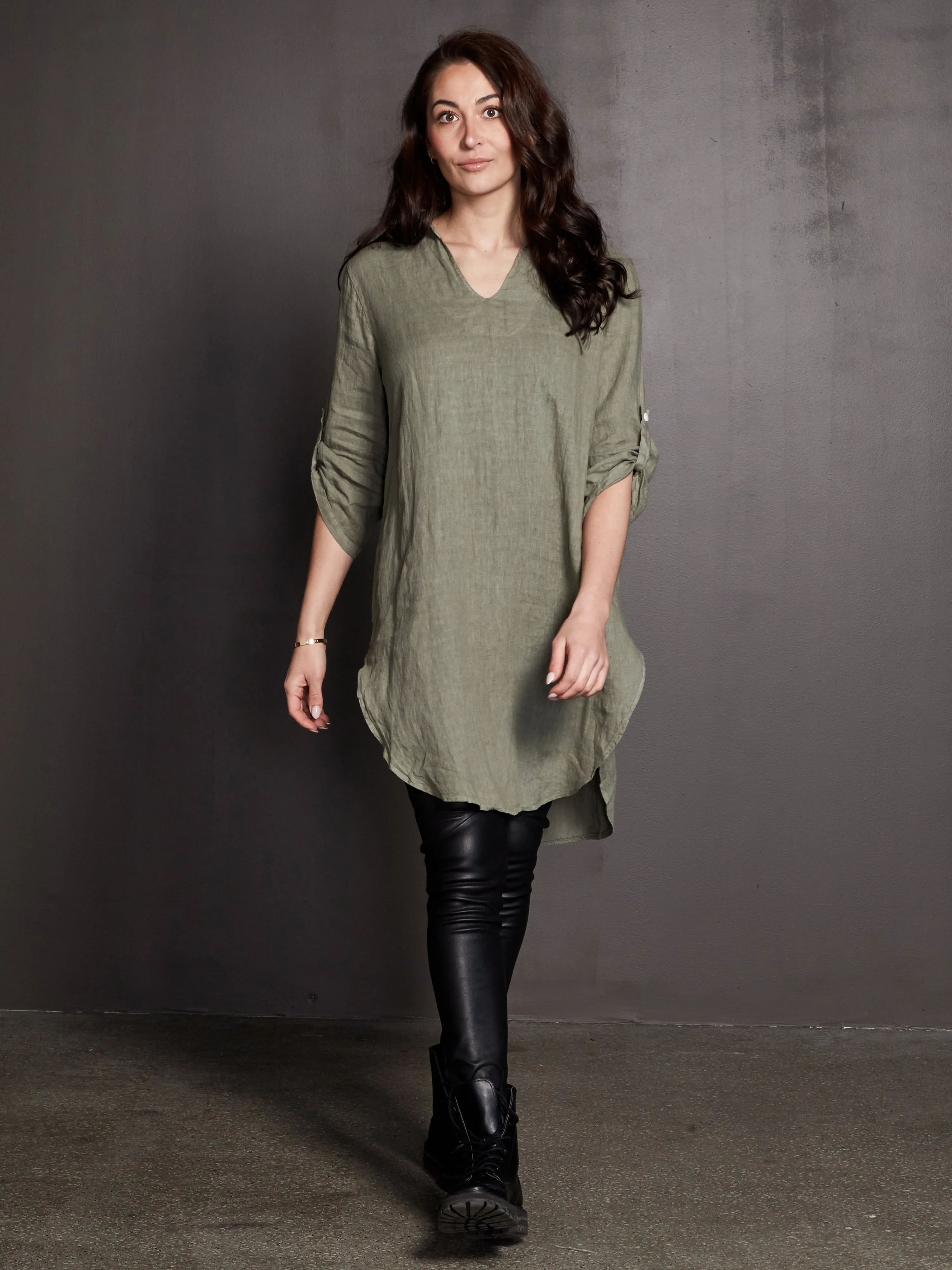 POLETTE linen tunic - Army