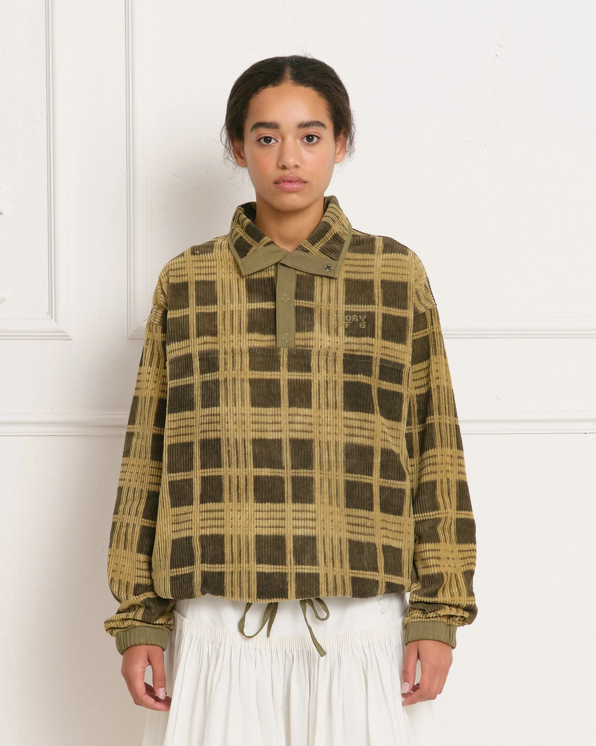 Polite Pullover - Olive Resist Check