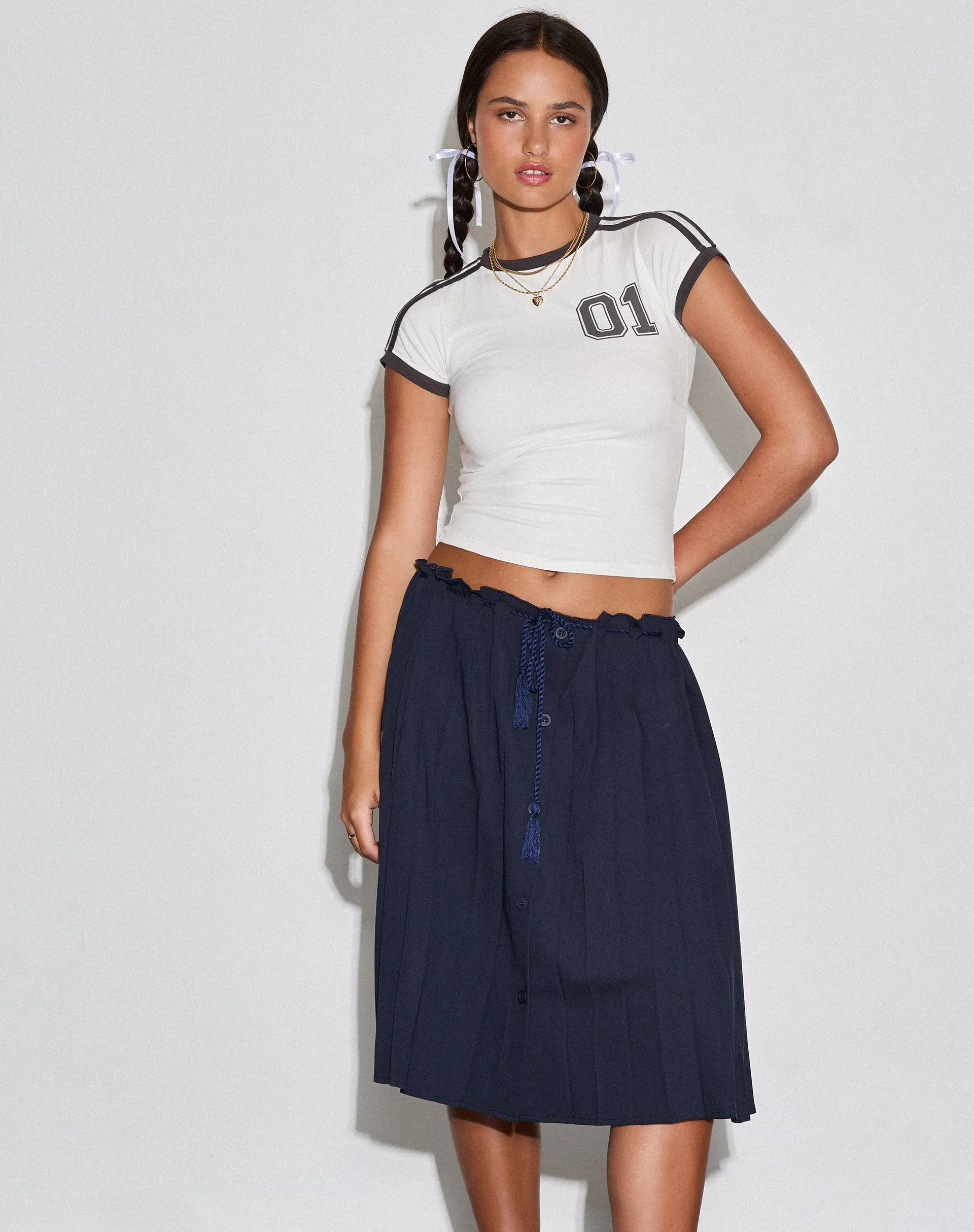 Priha Midi Skirt in Tailoring Navy