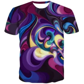 Psychedelic T shirts Men Abstract Shirt Print Colorful Tshirt Printed Harajuku T-shirts 3d Short Sleeve T shirts Men/women Tee