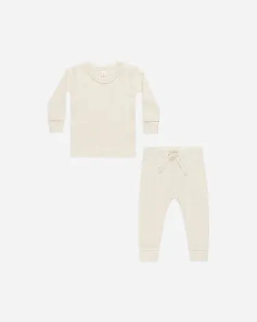 Quincy Mae Natural Waffle Top Pant Set