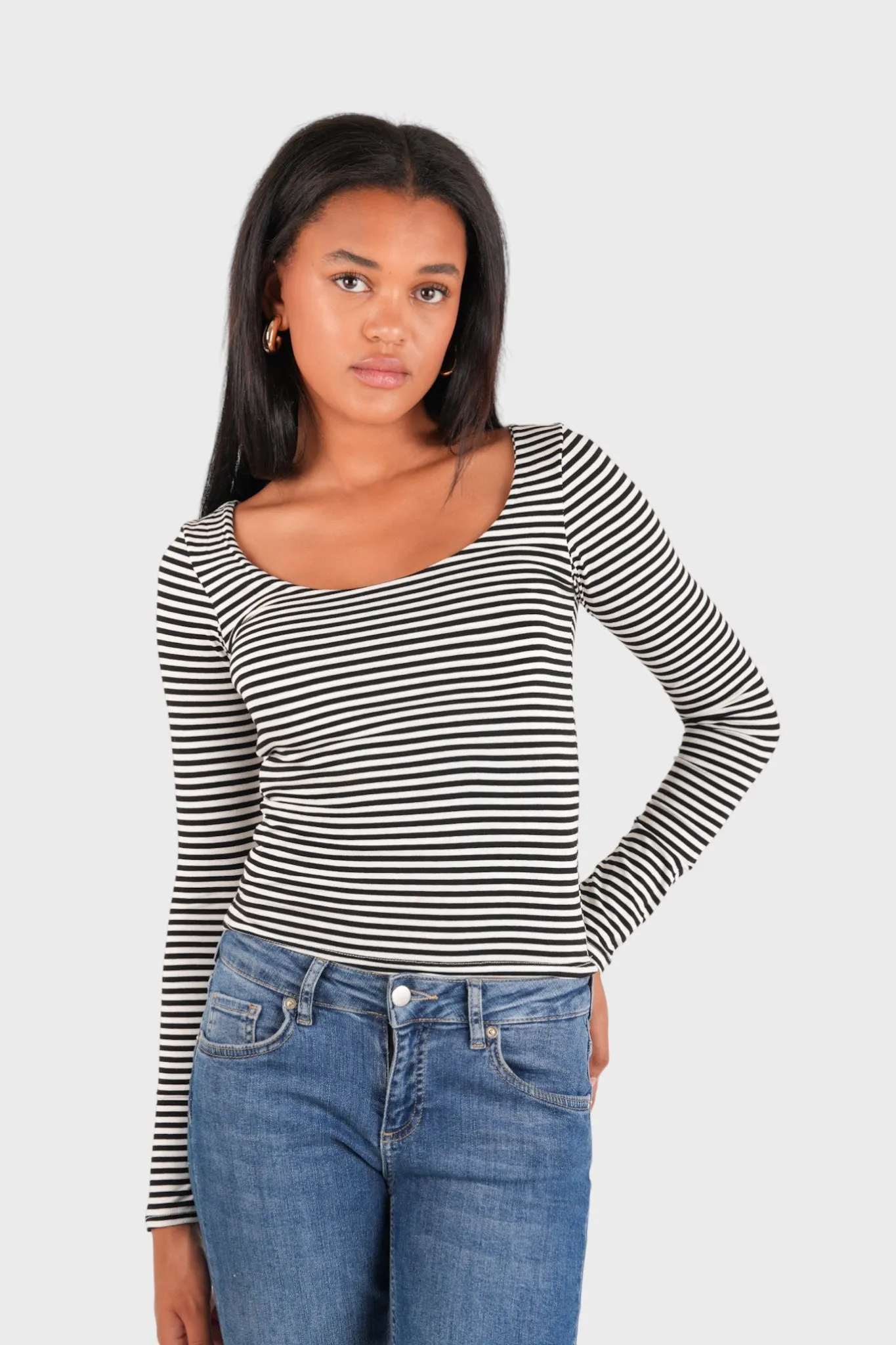 "Nola" top striped black