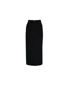 RAFFIA DENIM SKIRT BLACK