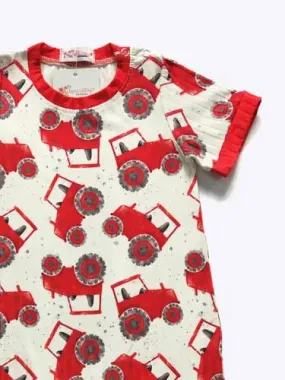 Red Tractor Baby Romper