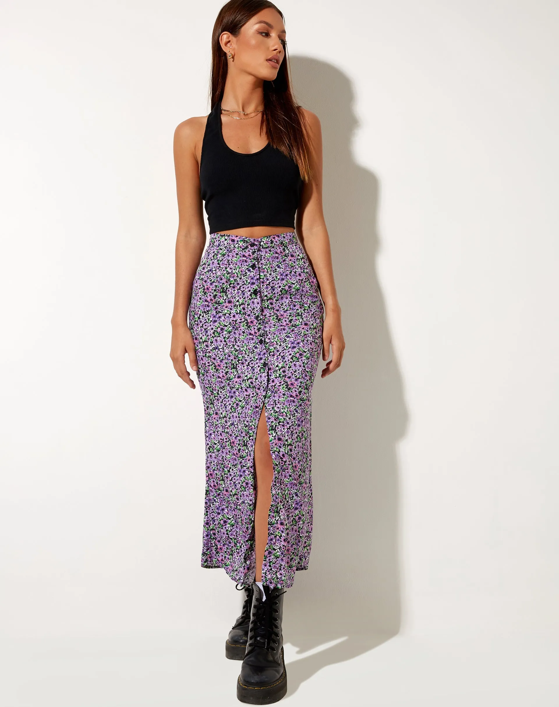 Rima Midi Skirt in Lilac Blossom