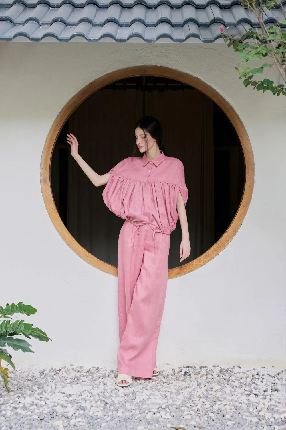 Rina Straight Wide Leg Linen Floor Length Pants