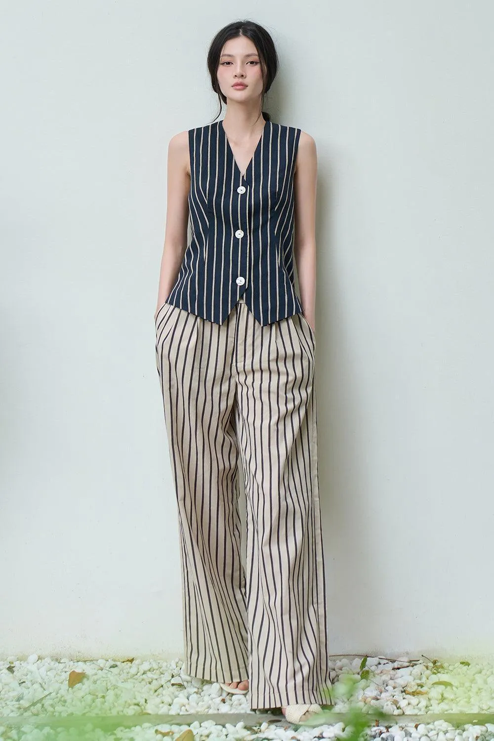 Rina Straight Wide Leg Linen Floor Length Pants