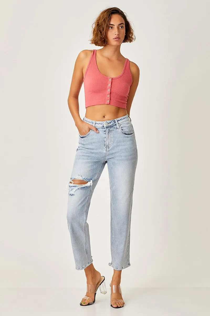 Risen Jeans - High Waist Straight Jeans - RDP5099