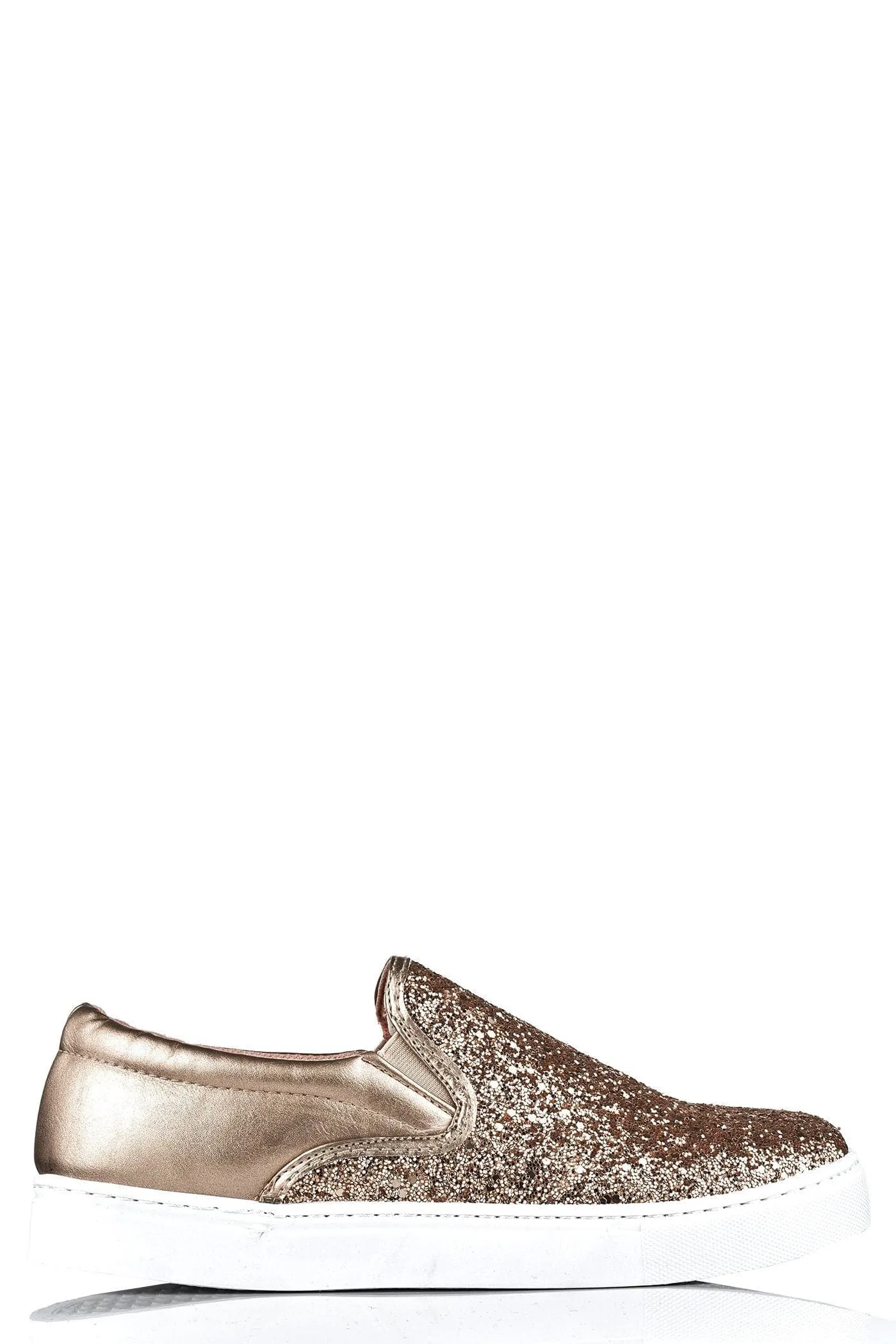 Ritzy Slip On Glitter Skater Pump in Rose Gold