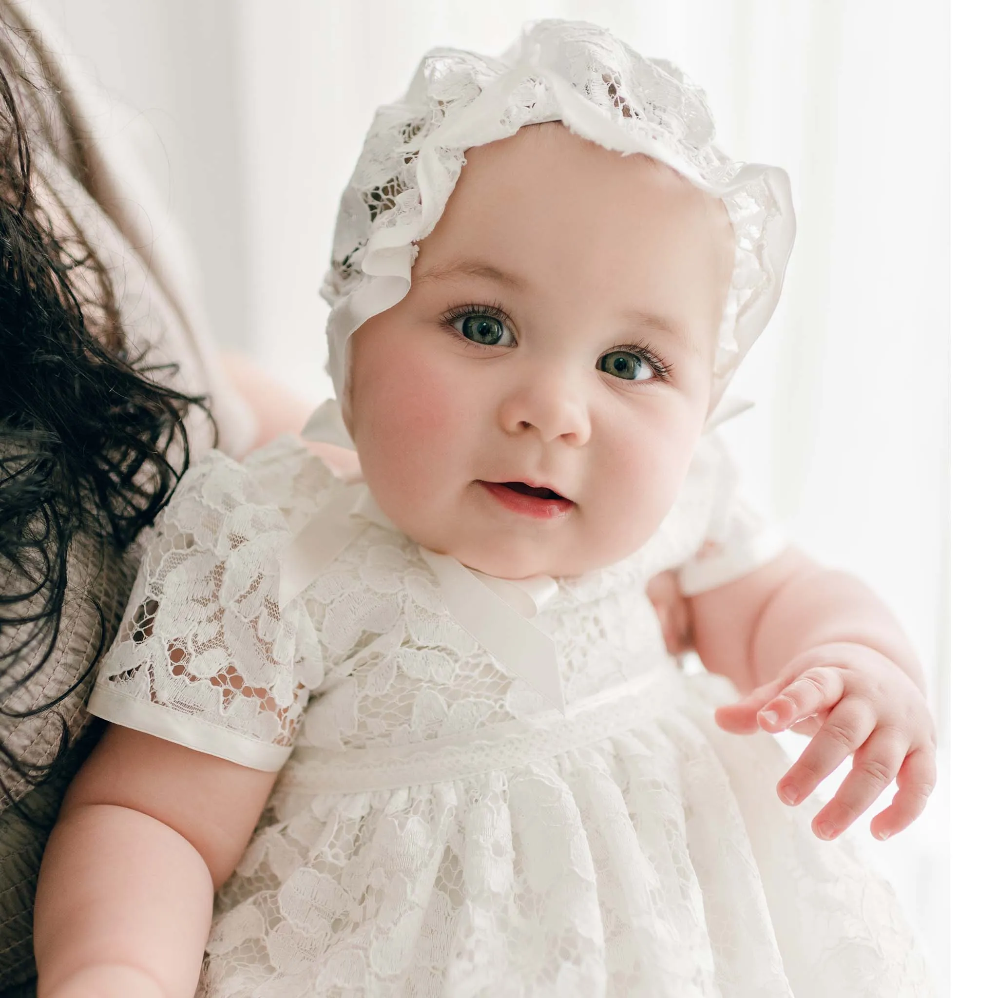 Rose Christening Gown & Bonnet