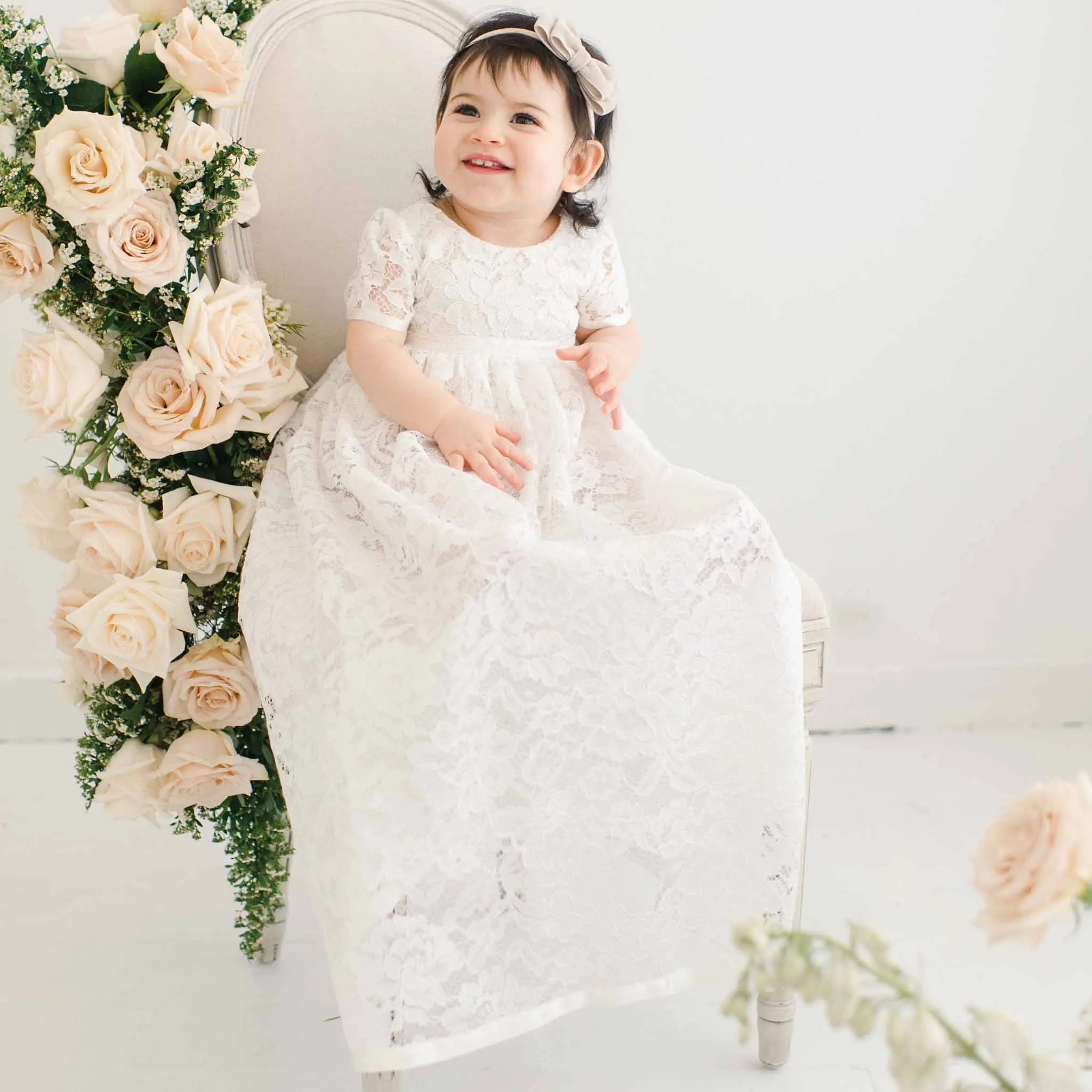 Rose Christening Gown & Bonnet