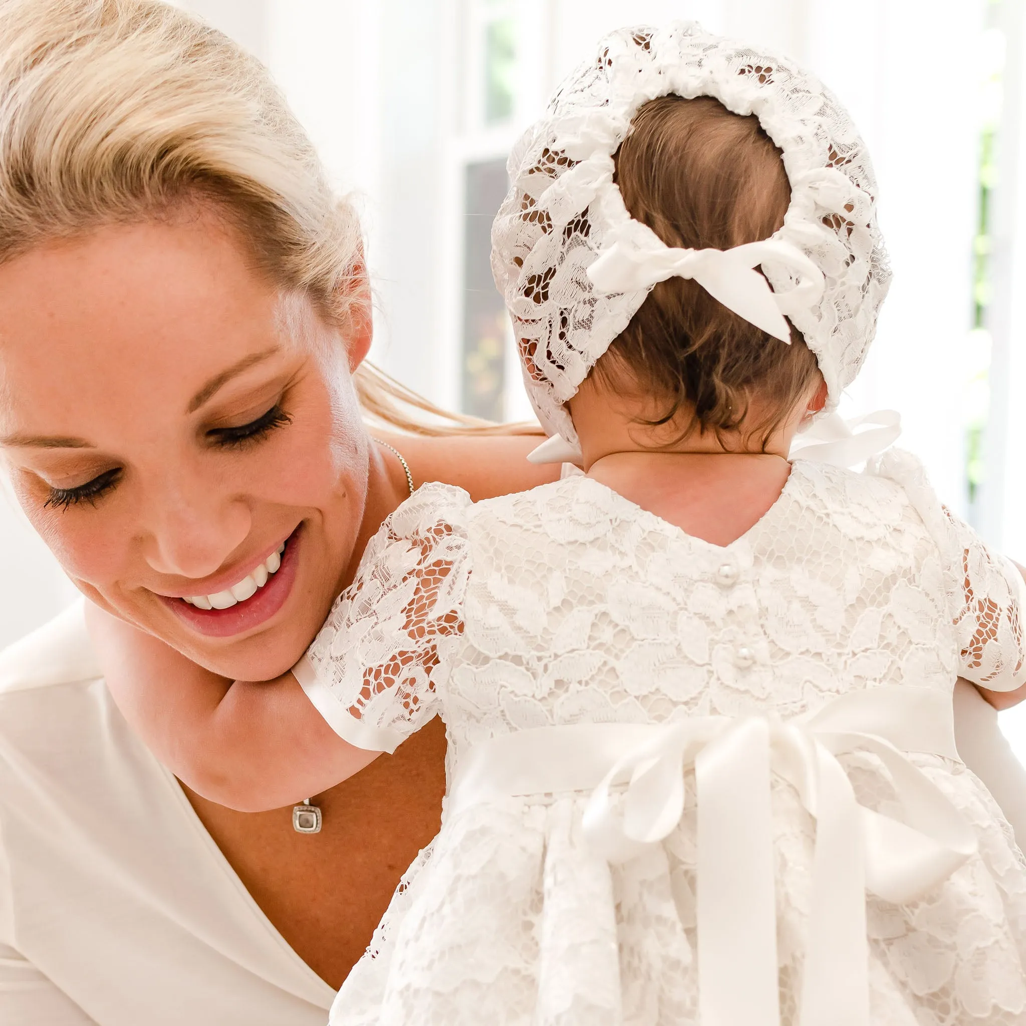 Rose Christening Gown & Bonnet