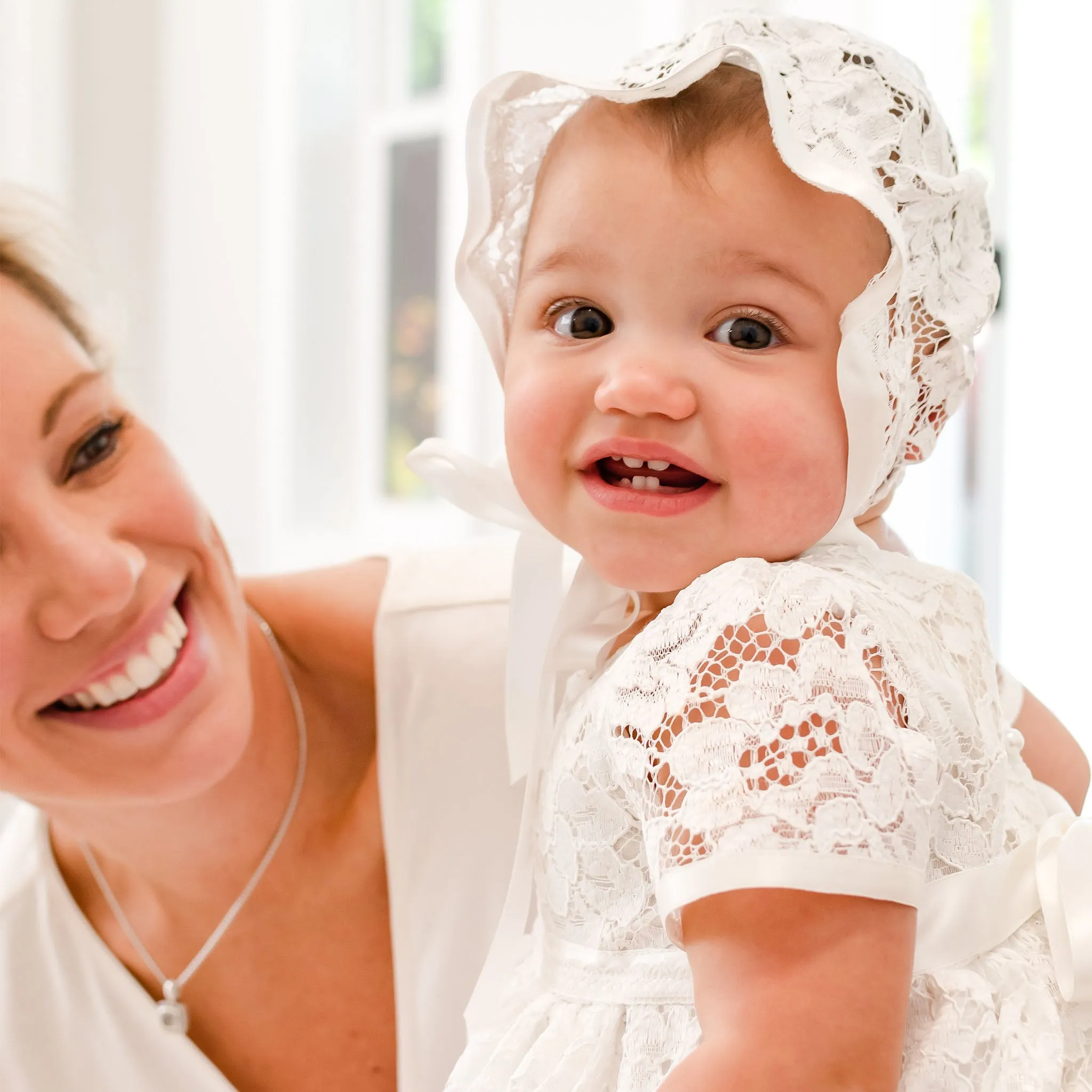 Rose Christening Gown & Bonnet