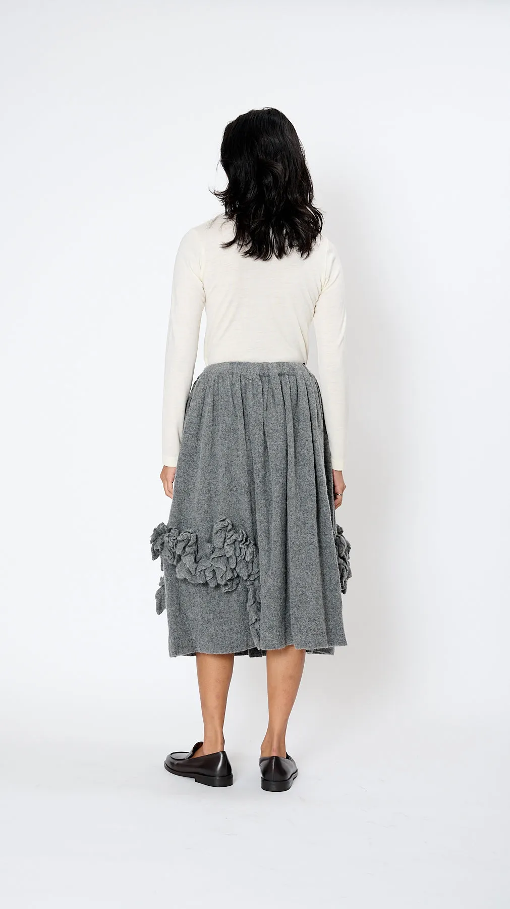 Ruffle Midi Skirt in Grey