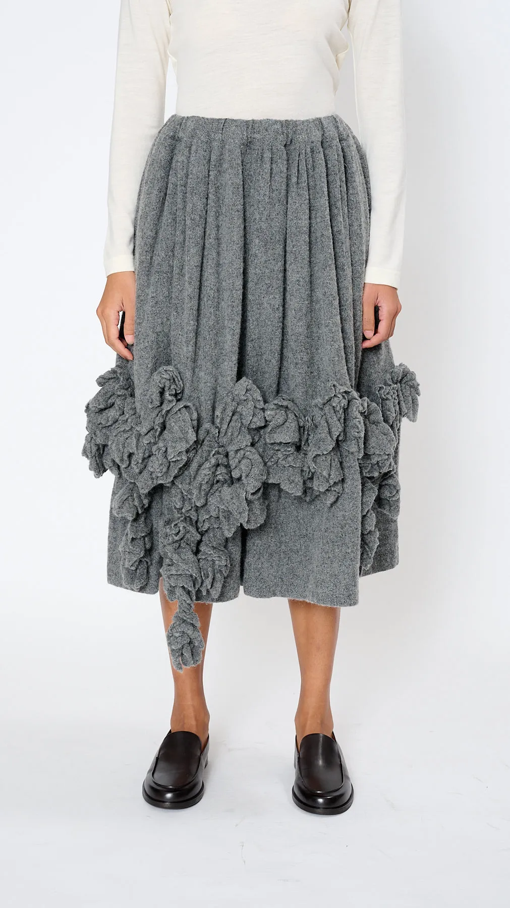 Ruffle Midi Skirt in Grey