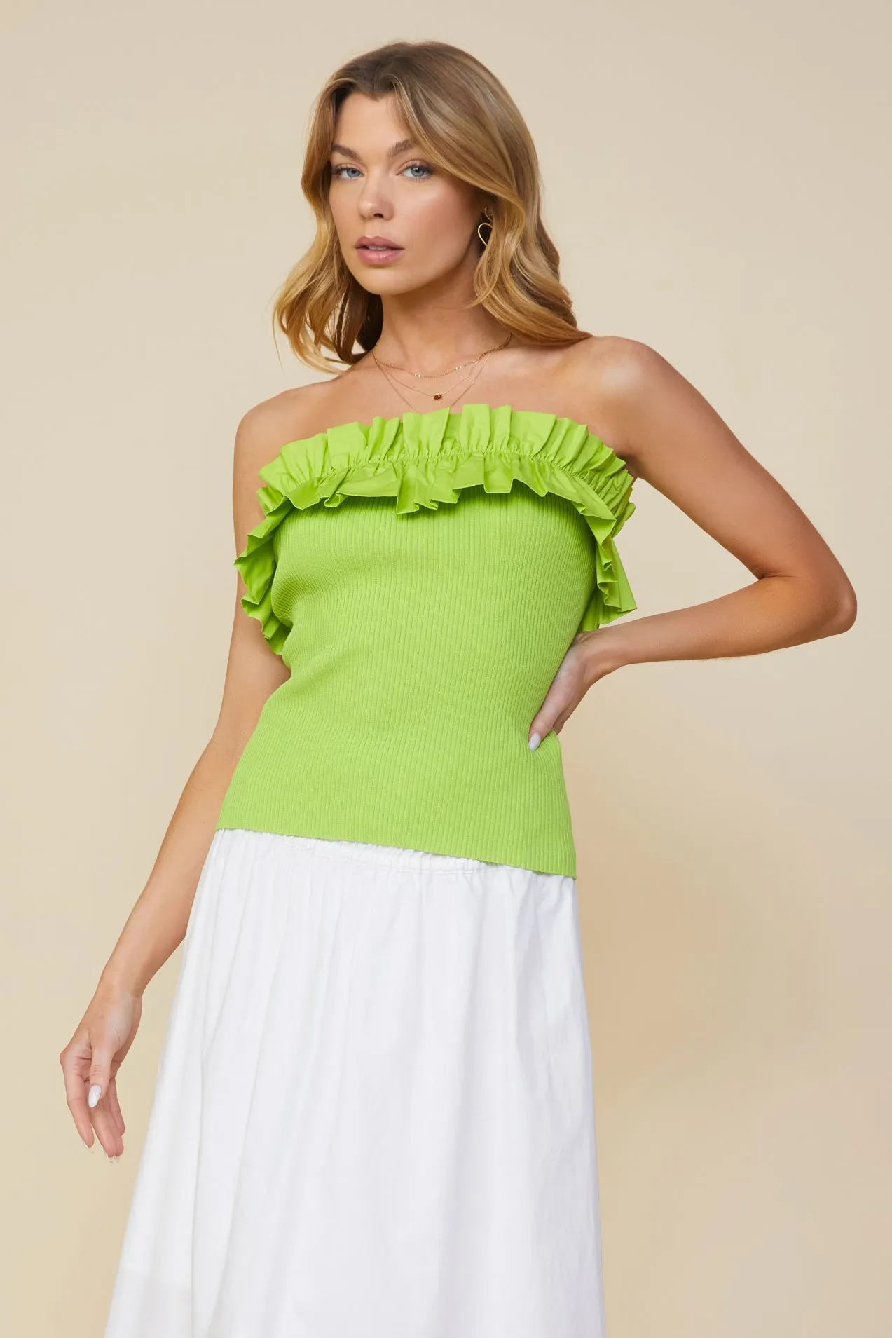 Ruffled Strapless Top