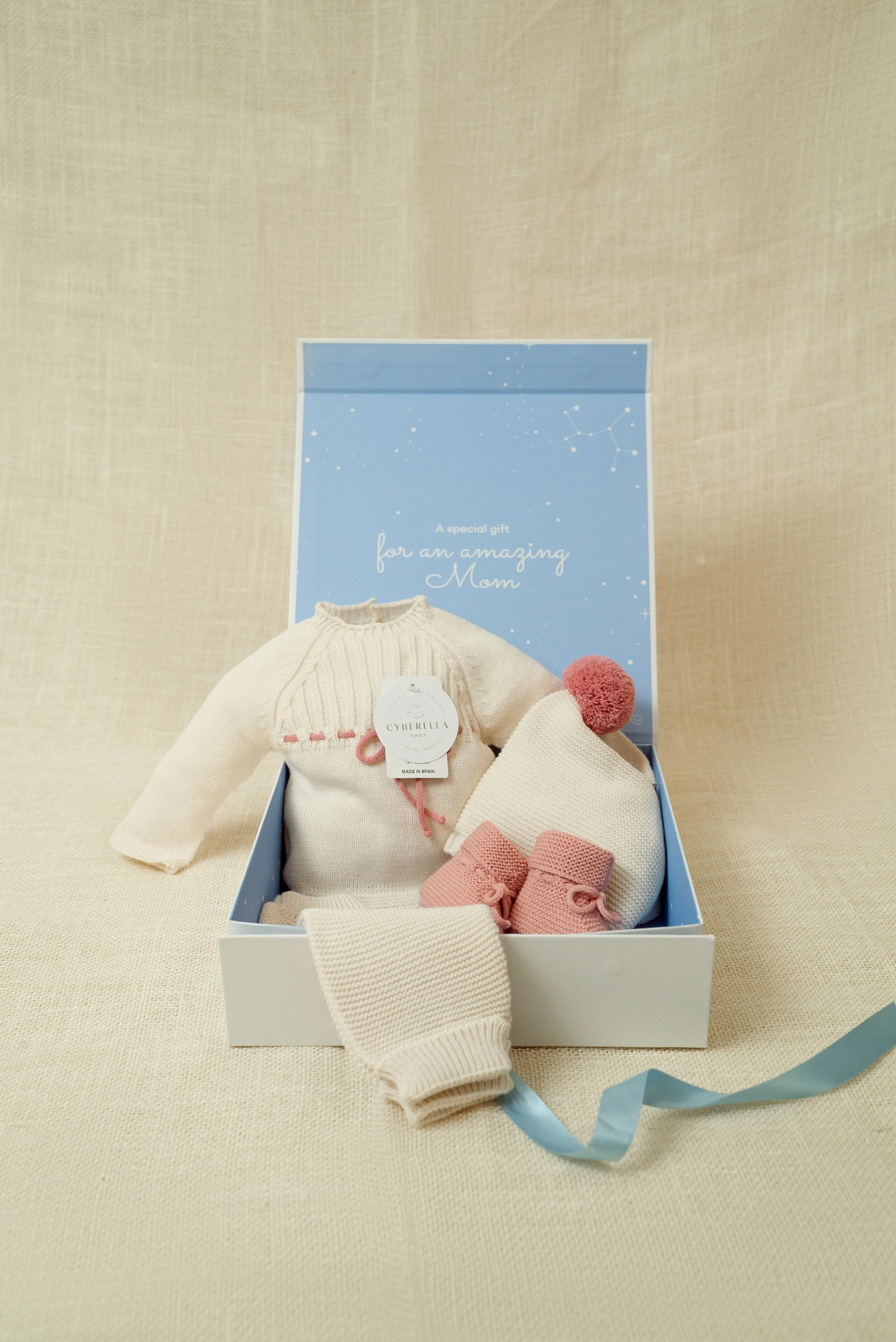 SET ANHELAR (9413) GIFT BOX Four Pieces Set for Baby Girls Natural color