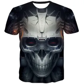 Skull T shirts Men Military T shirts Funny Metal Tshirts Casual Technology T-shirts 3d Hip Hop Shirt Print Short Sleeve