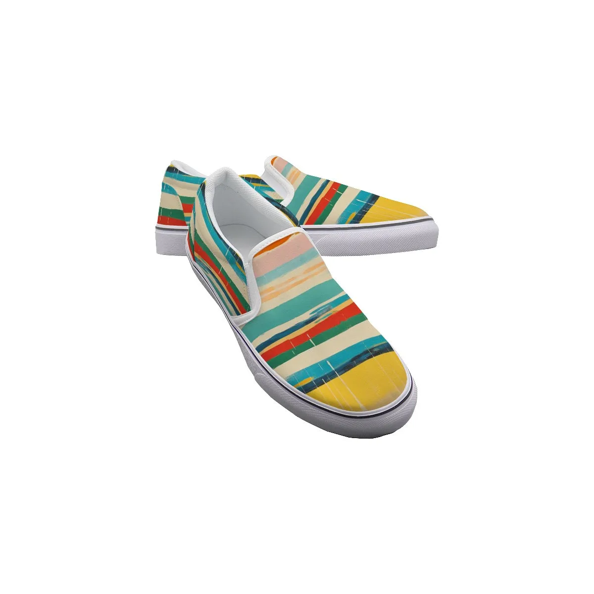 So#30 Men's Slip On Sneakers stripe pattern