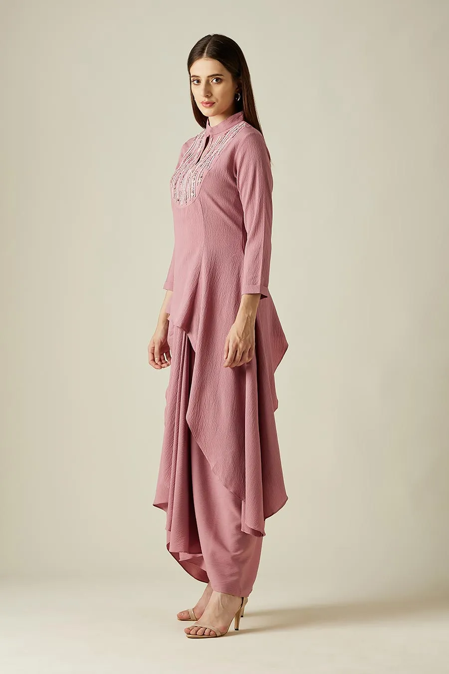 Sofie Pink Tunic & Drape Skirt Co-Ord Set