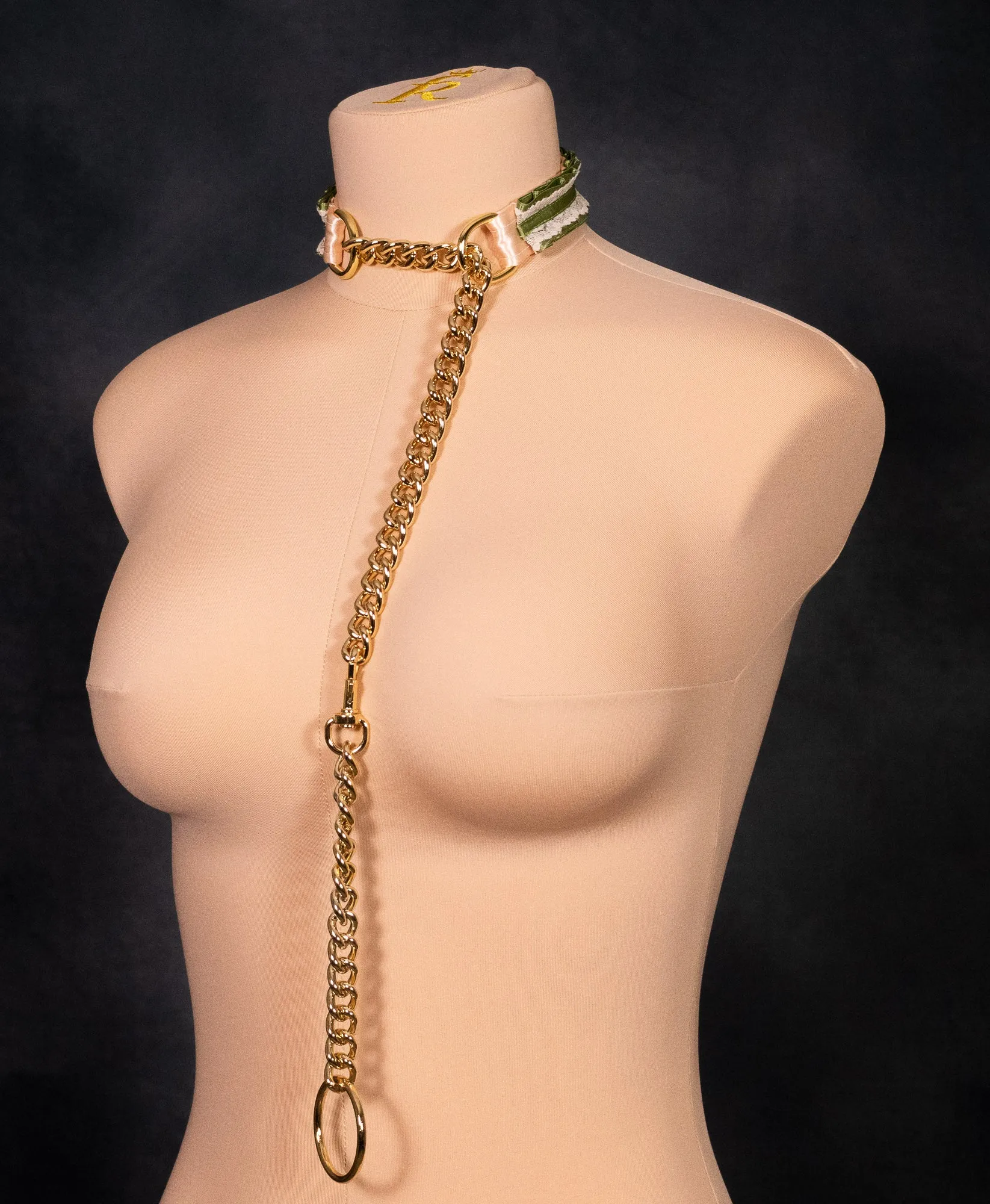 Split Sage Green Slip Chain Collar