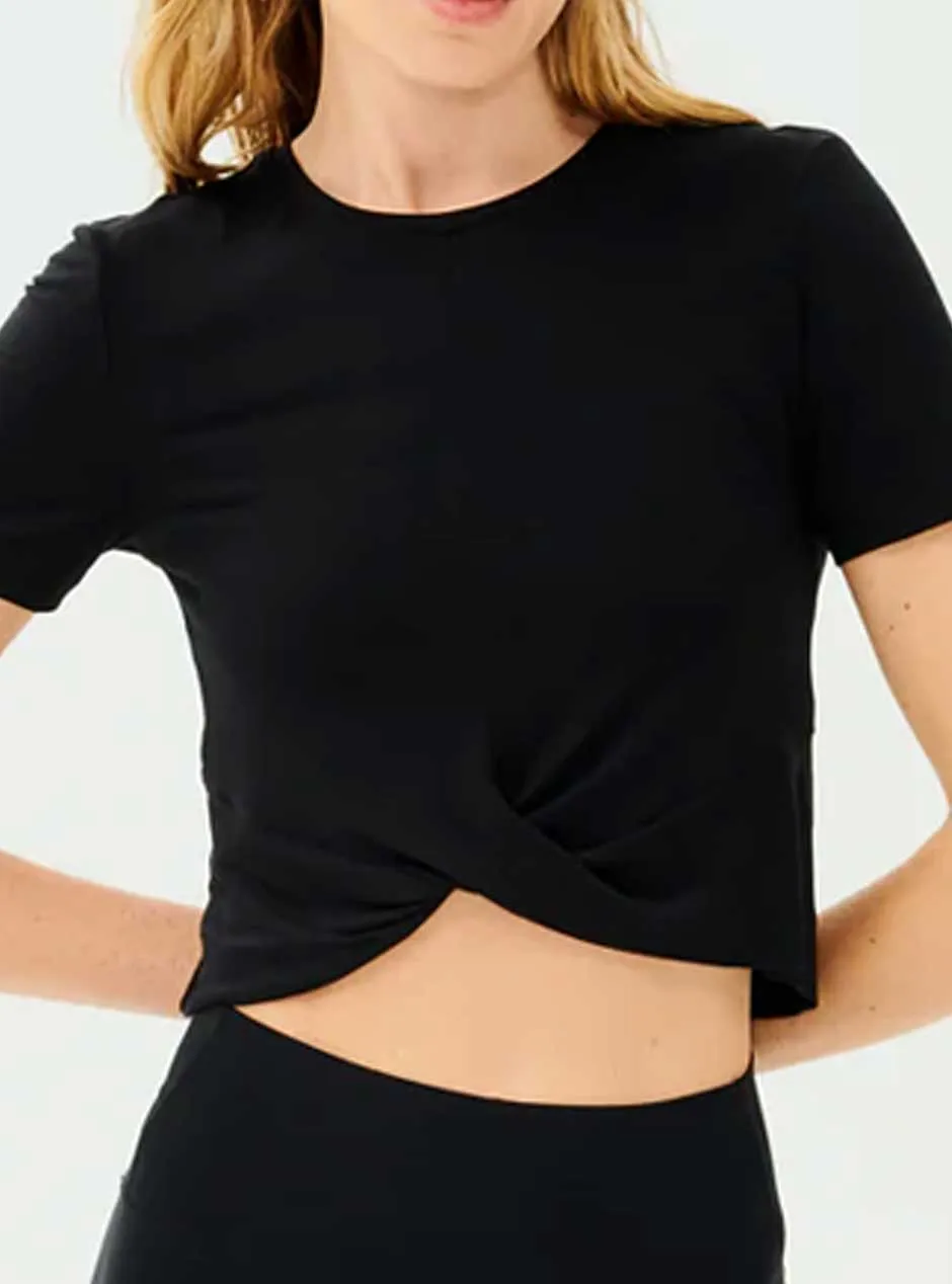 Splits59 Women's Daisy Jersey Cropped Tee - Black