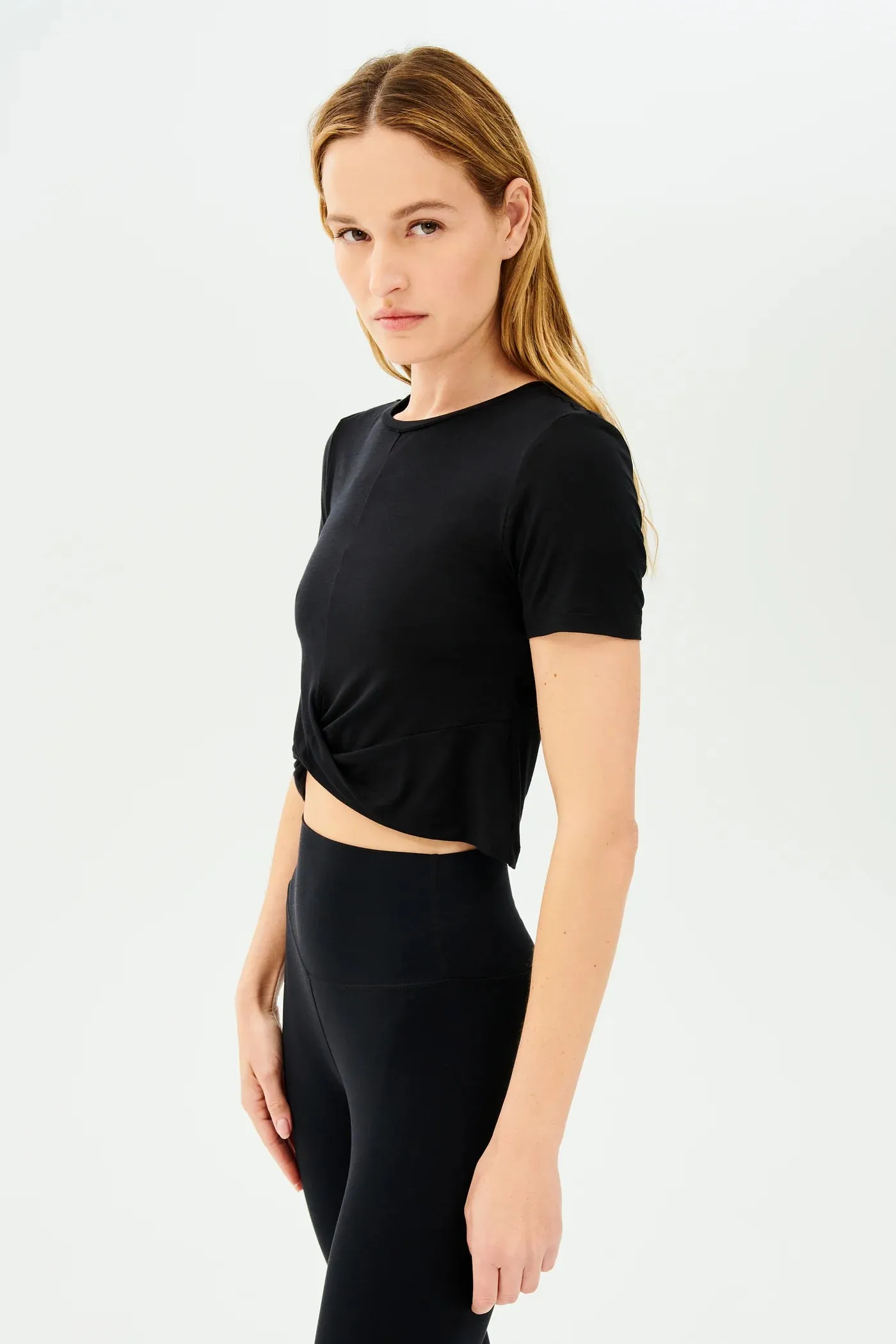 Splits59 Women's Daisy Jersey Cropped Tee - Black