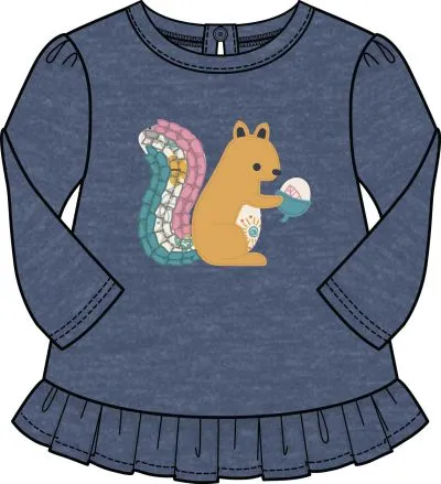 Squirrel Appliqué Tunic With Print Leggings - Select Size