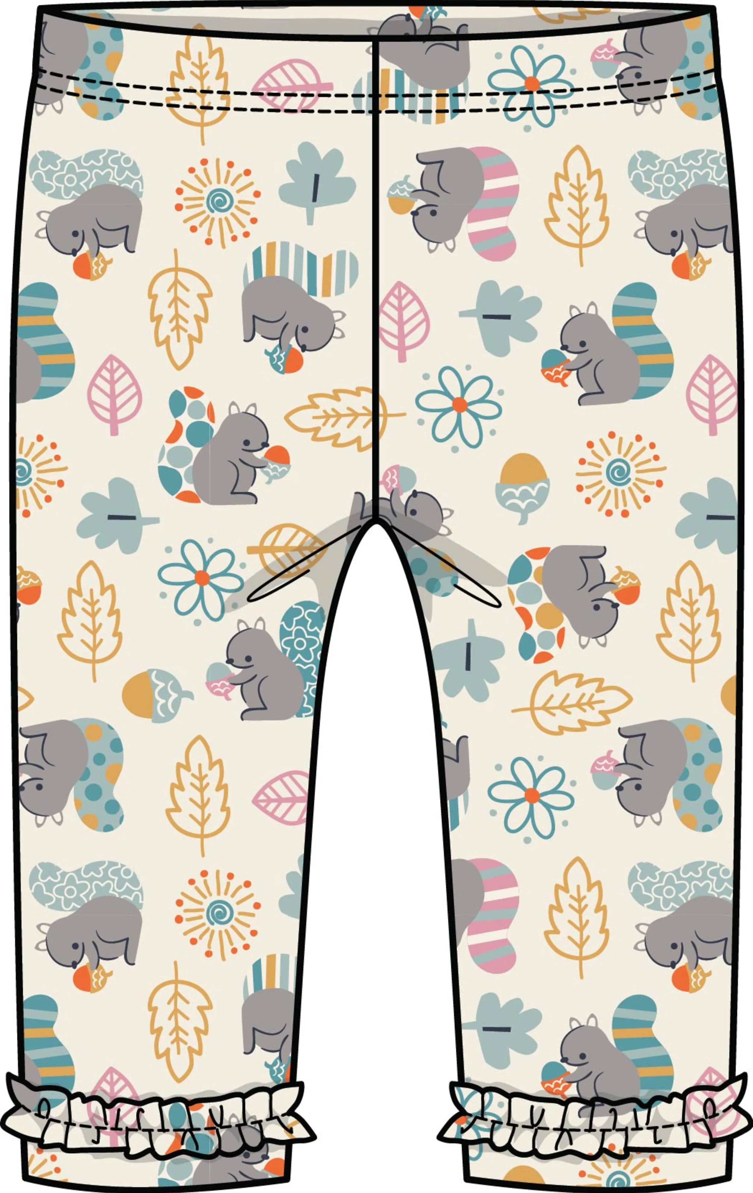 Squirrel Appliqué Tunic With Print Leggings - Select Size