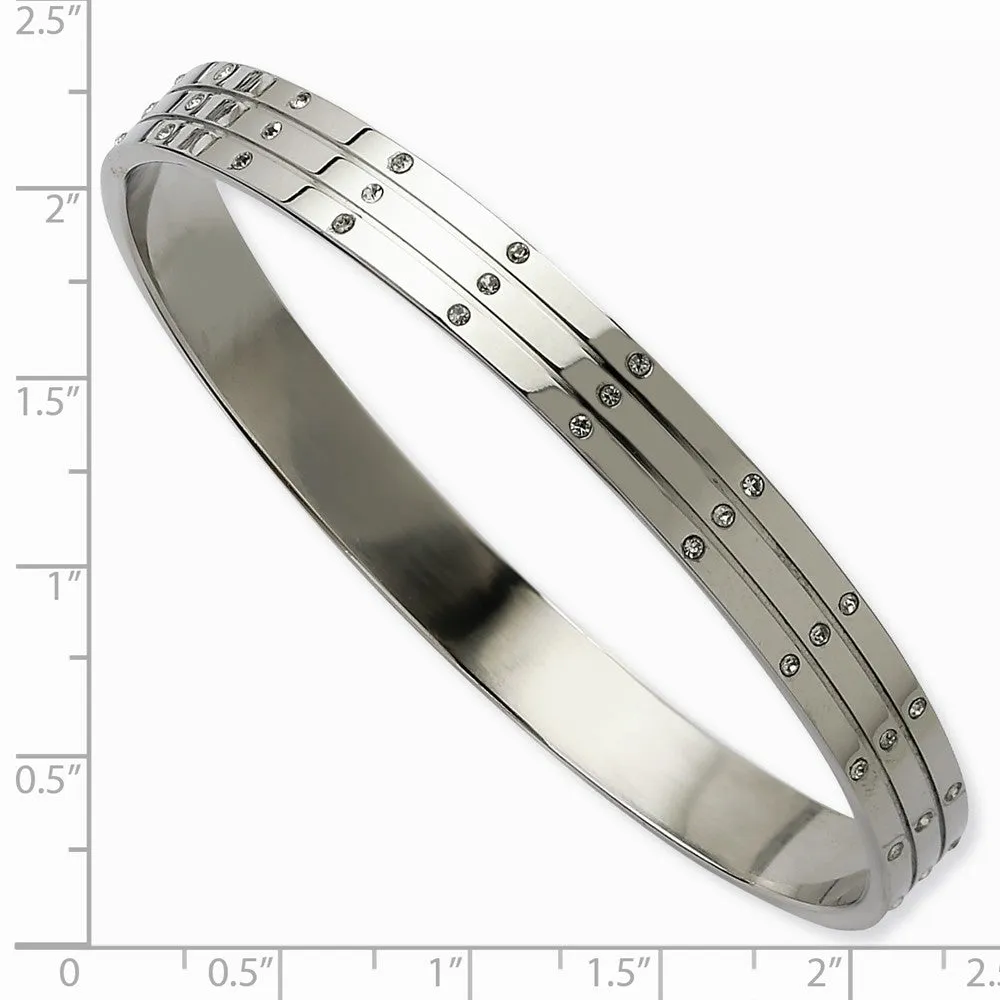 Stainless Steel Polished w/CZs Bangle