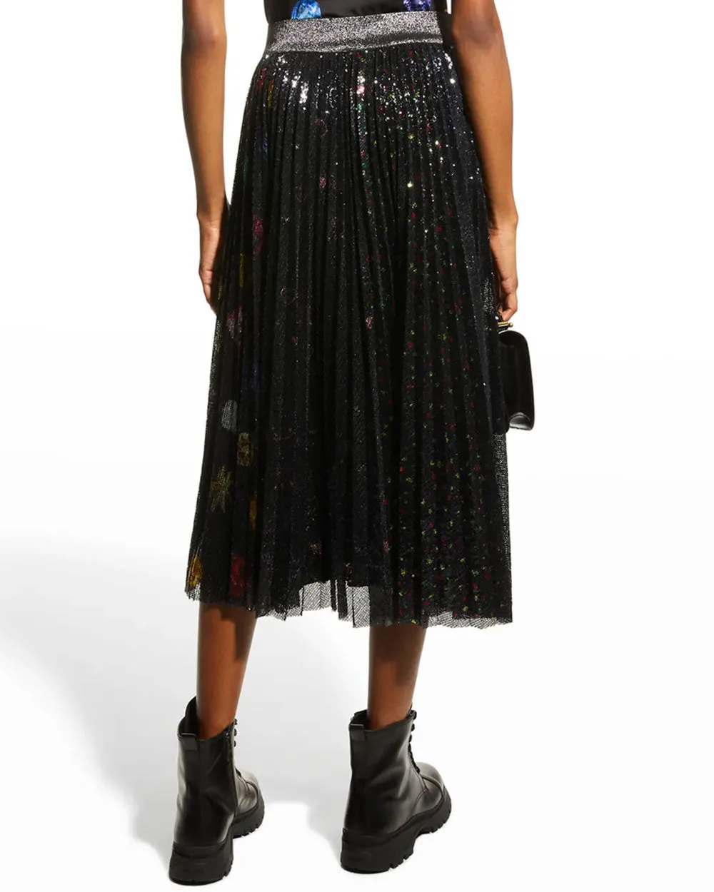 Stargazer Sequin Pleated Midi Skirt