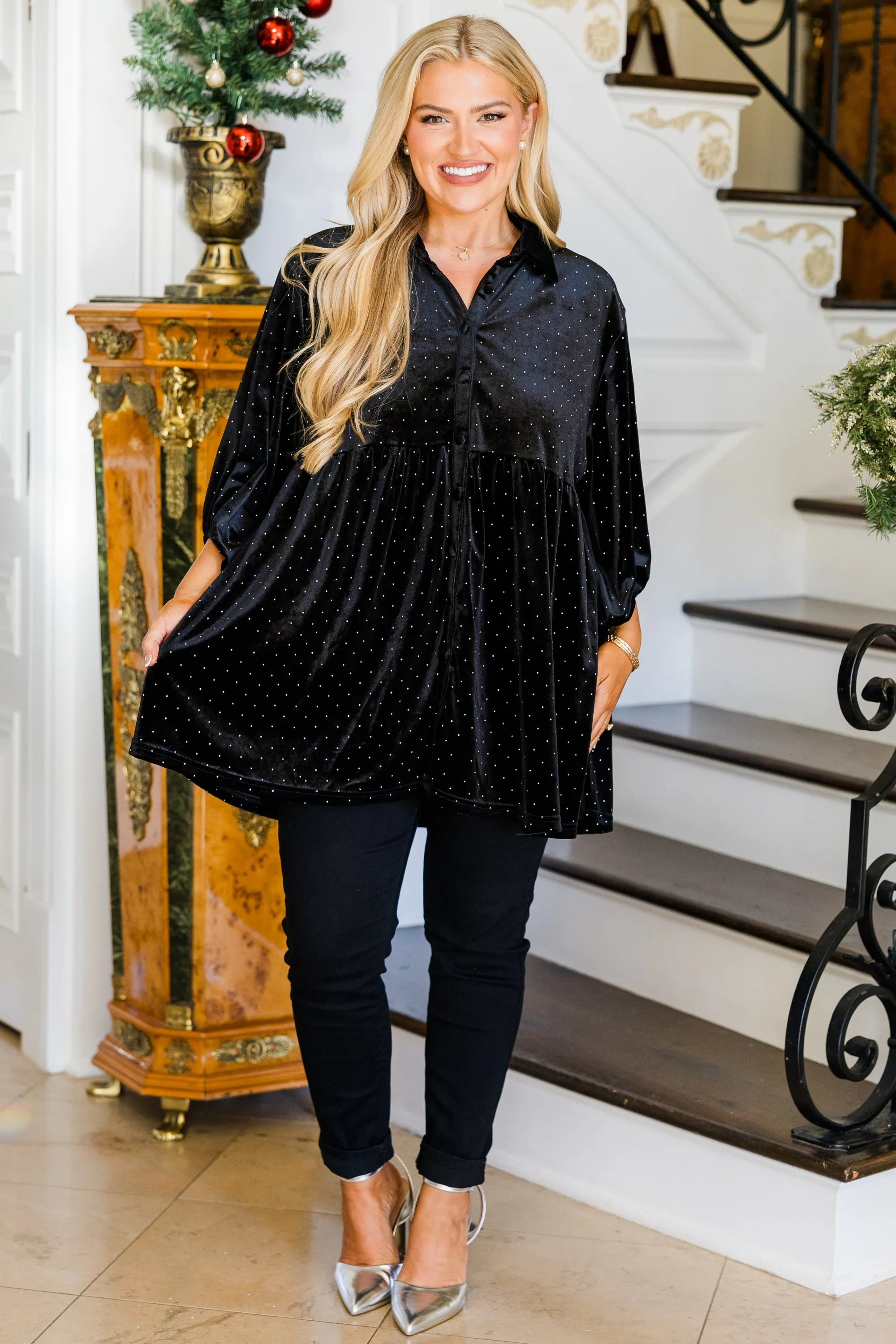 Starry Night Tunic, Black