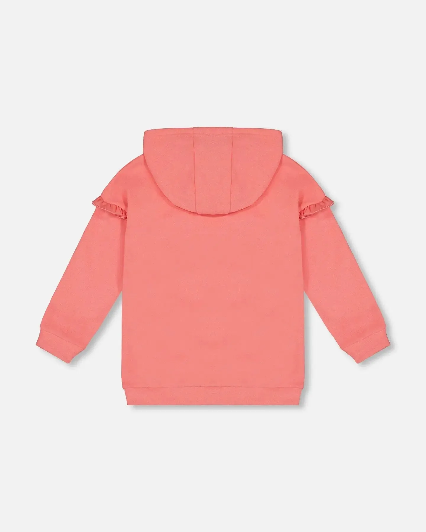 Super Soft Hooded Tunic With Frill Coral