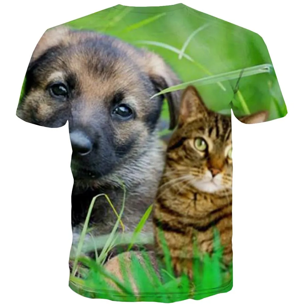 t shirt animaldocile pets Hip hop tshirt 3DCool cat and dog men art costume