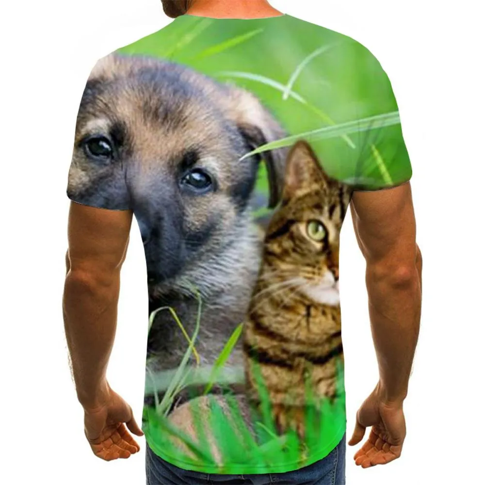 t shirt animaldocile pets Hip hop tshirt 3DCool cat and dog men art costume