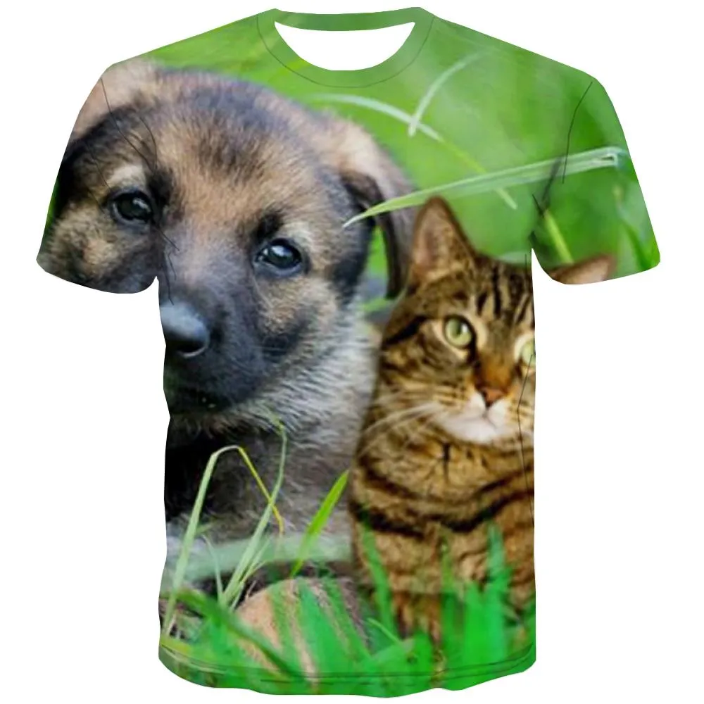 t shirt animaldocile pets Hip hop tshirt 3DCool cat and dog men art costume