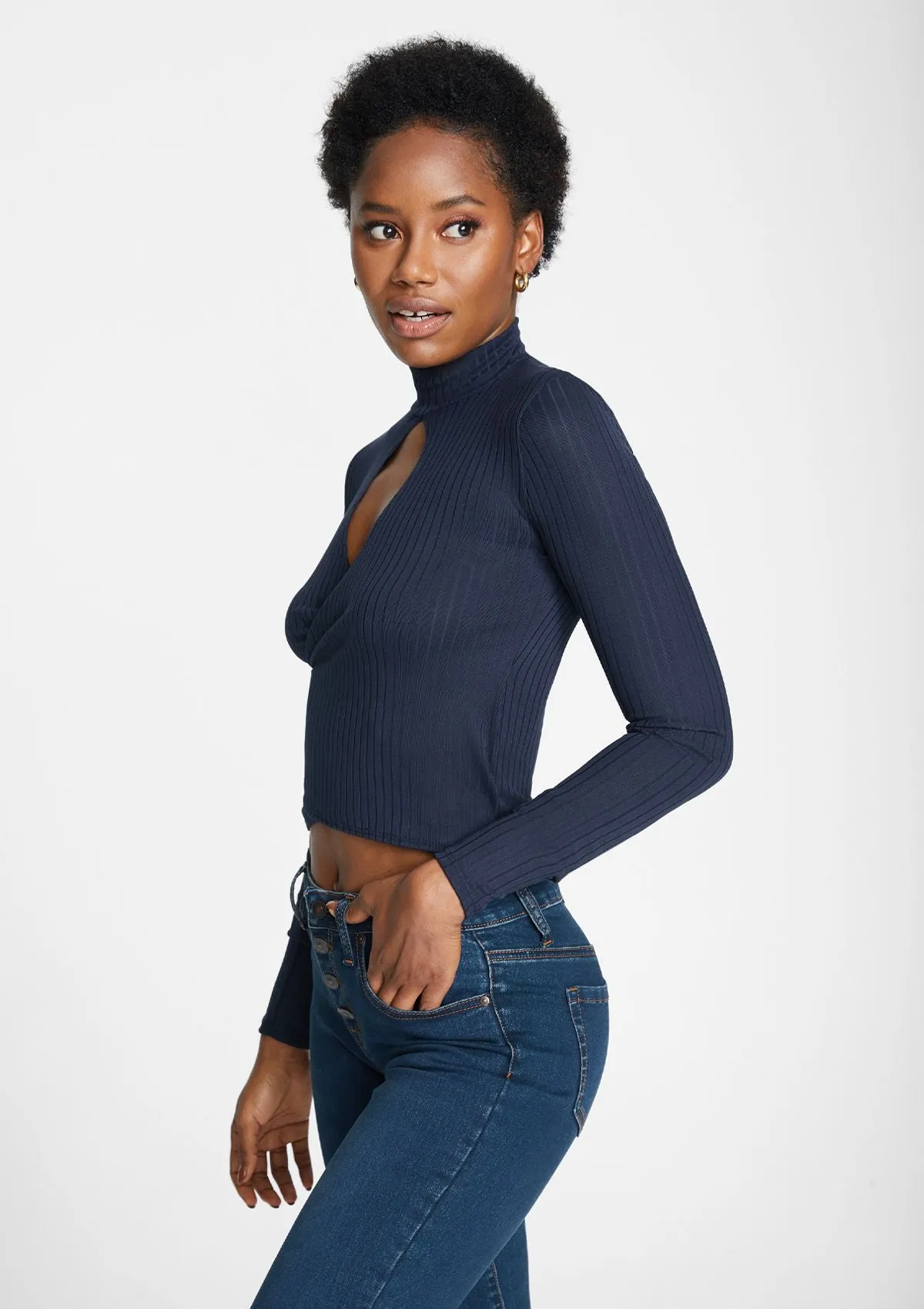 Tall Elana Keyhole Long Sleeve Top