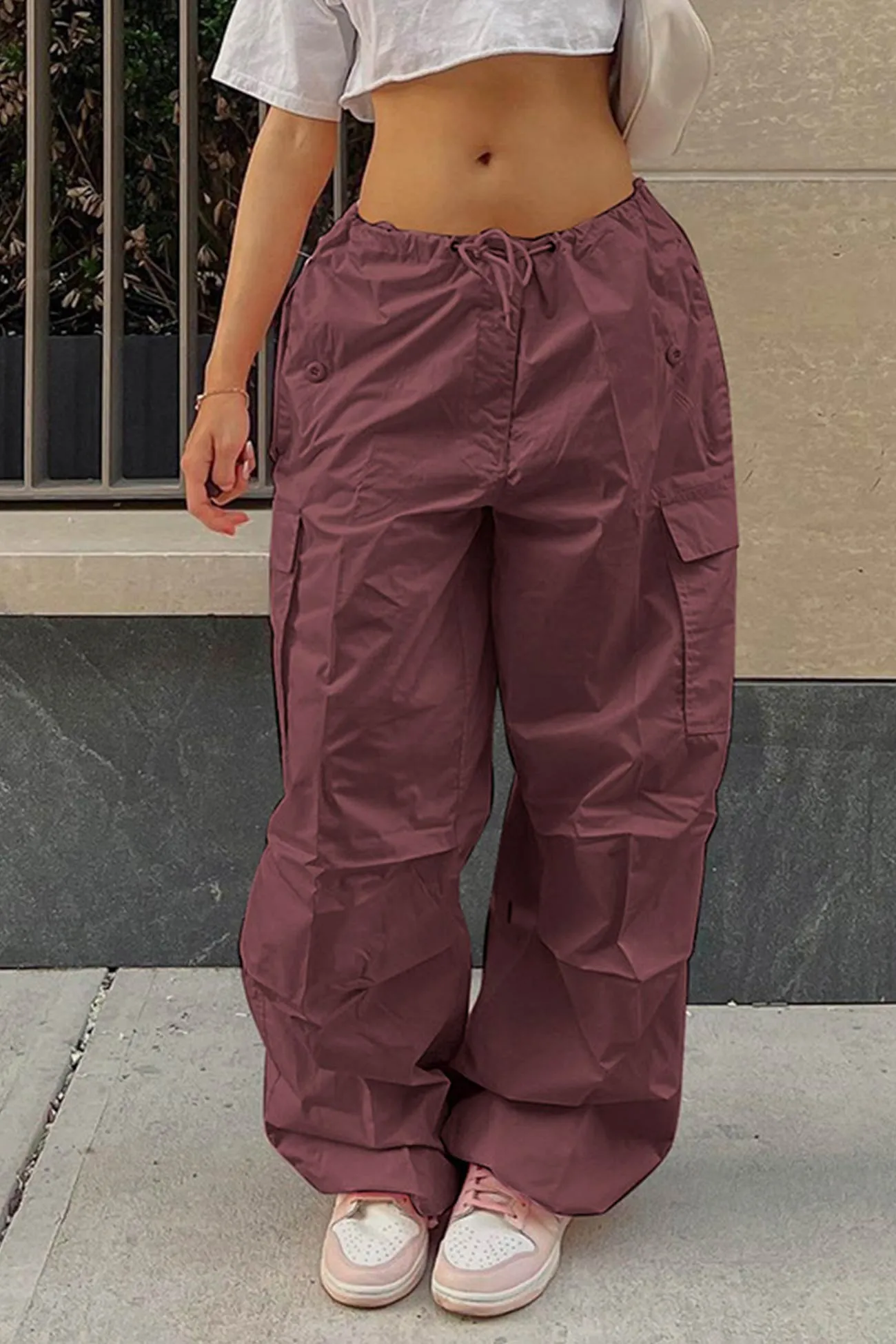 TastyHottie - Solid Color High Waist Cargo Pants