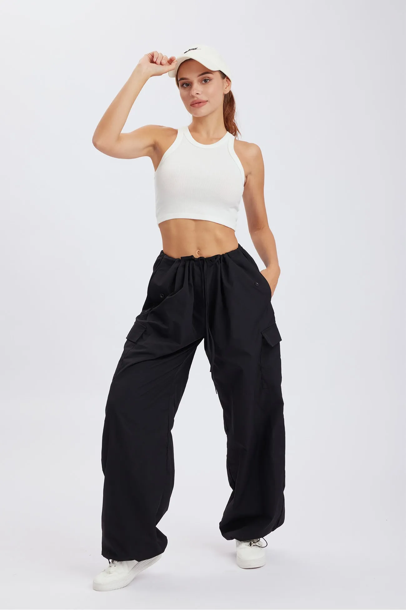 TastyHottie - Solid Color High Waist Cargo Pants