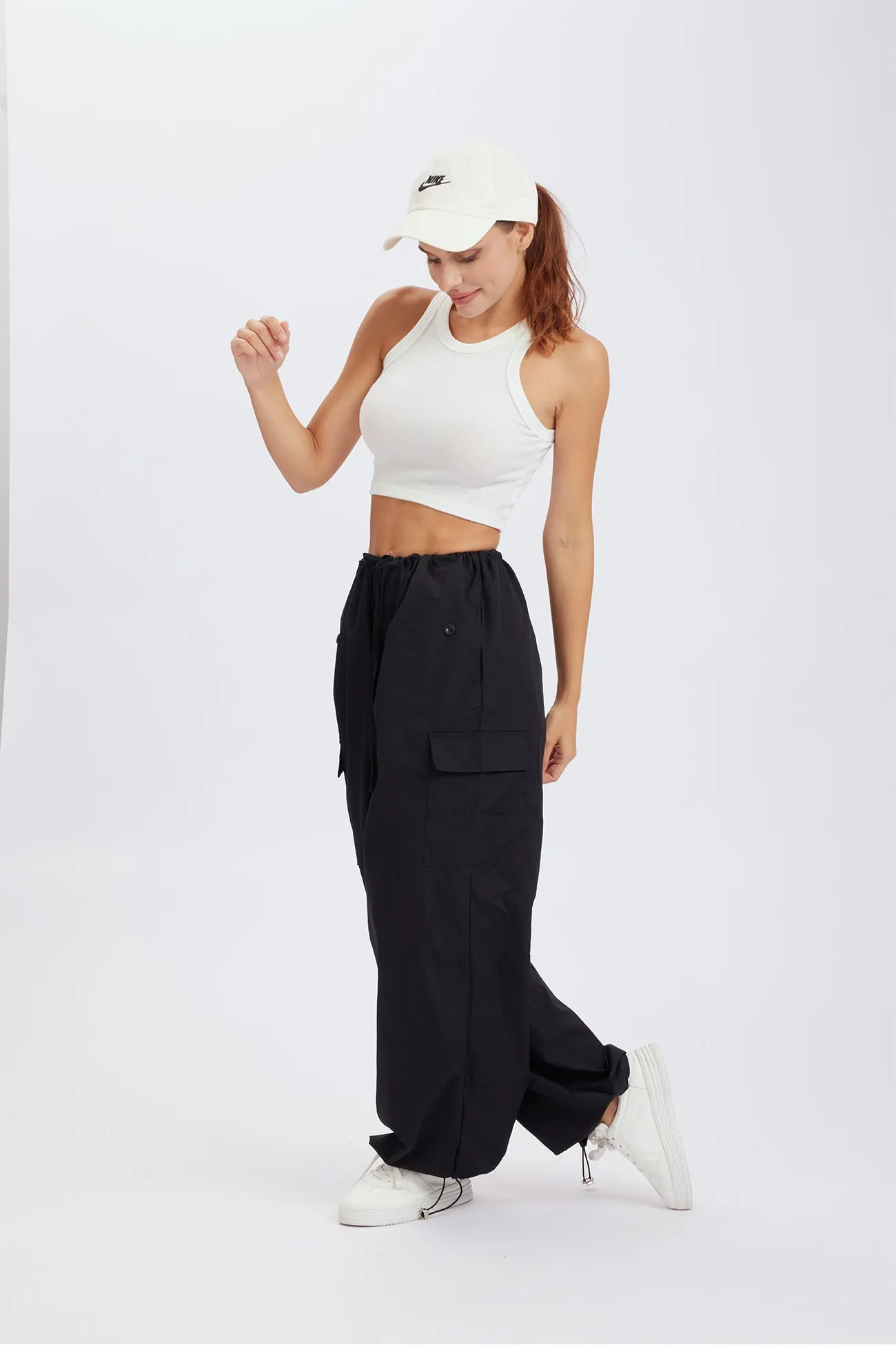 TastyHottie - Solid Color High Waist Cargo Pants